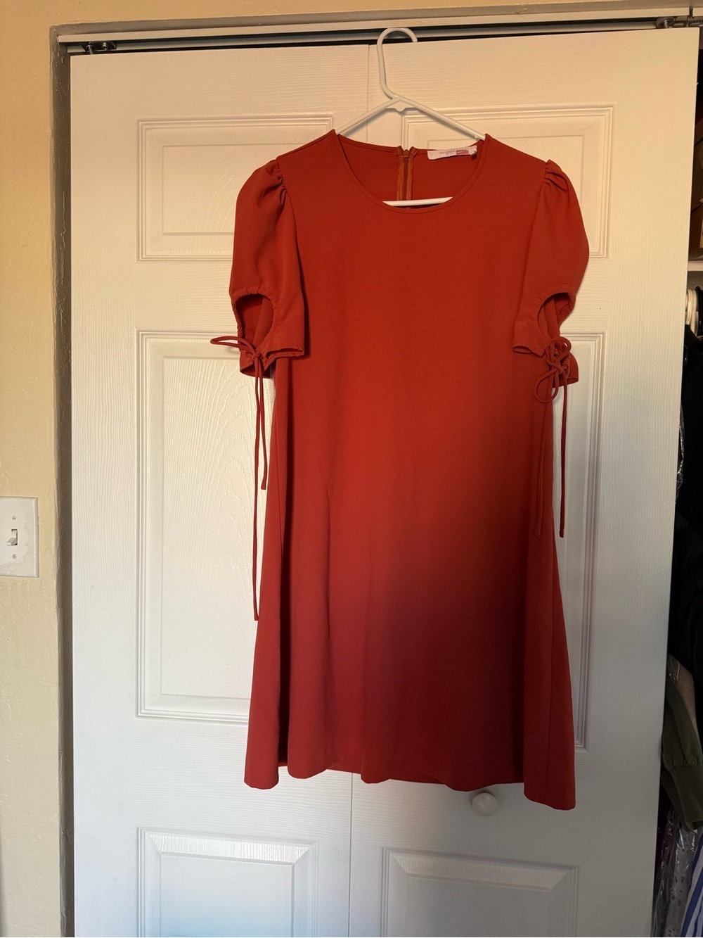See by Chloe Women's Rust Red Puff-Sleeve Shift Dress